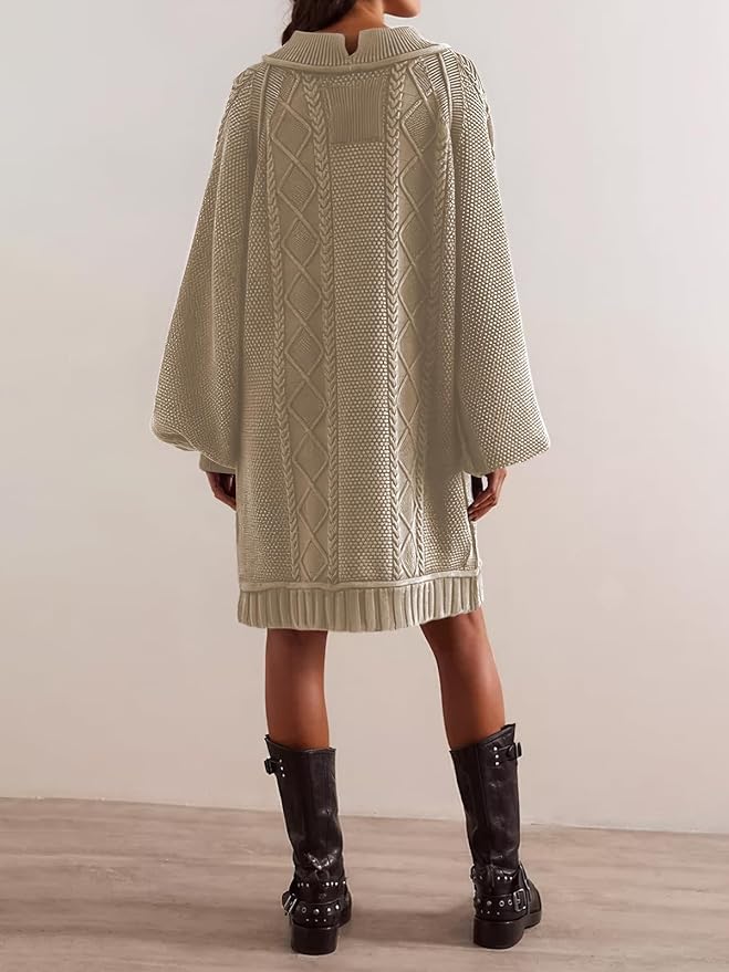Baggy Loose Cable Knit Sweater Dress PW38 - Image 2