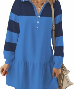 Blue Button V Neck Sweatshirt PW43