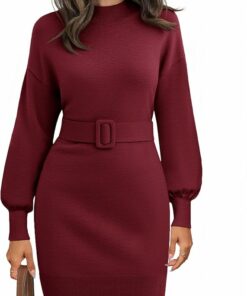 Burgundy Knit Bodycon Dress PW6