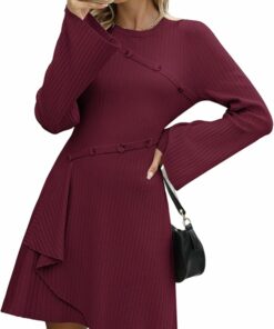Burgundy Knit Pullover Dress PW15
