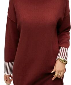 Fashion Color Block Sweater Dress PW30