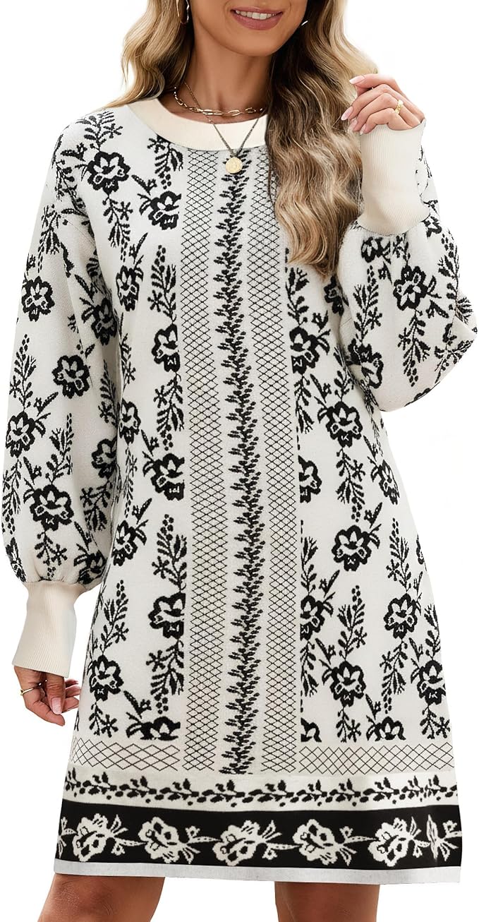 Flower Printed Pullover Dress PW49