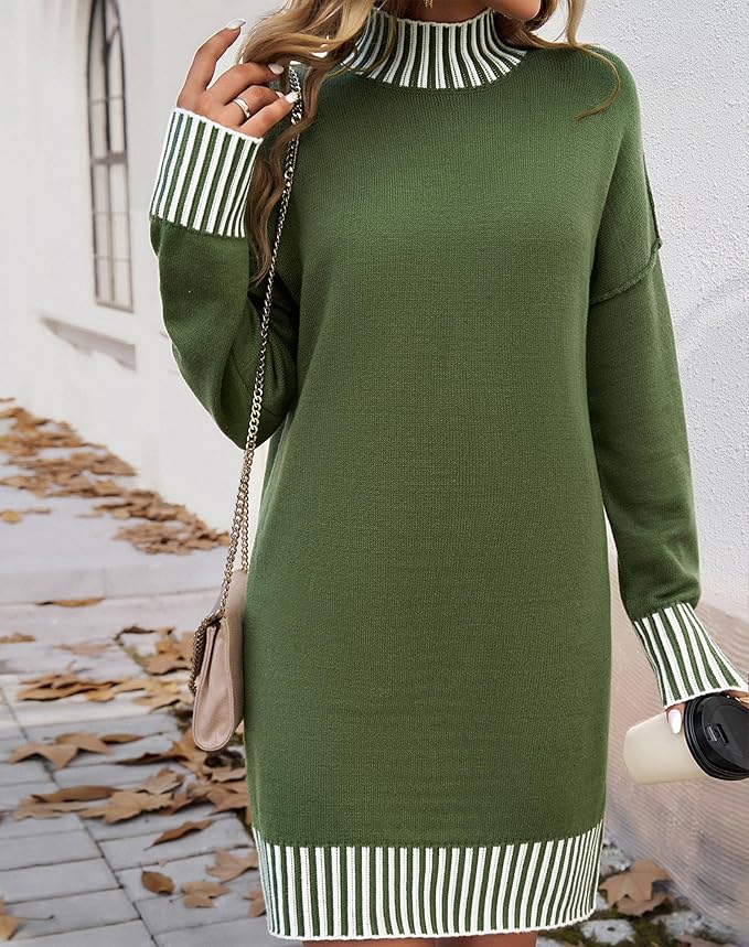 Green Loose Sweater Dress PW28 - Image 2