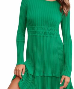 Green Slim Fit Sweater Dress PW11