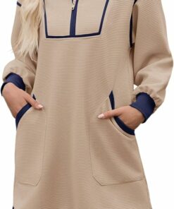 Half Zip V Neck Sweater Dress PW41