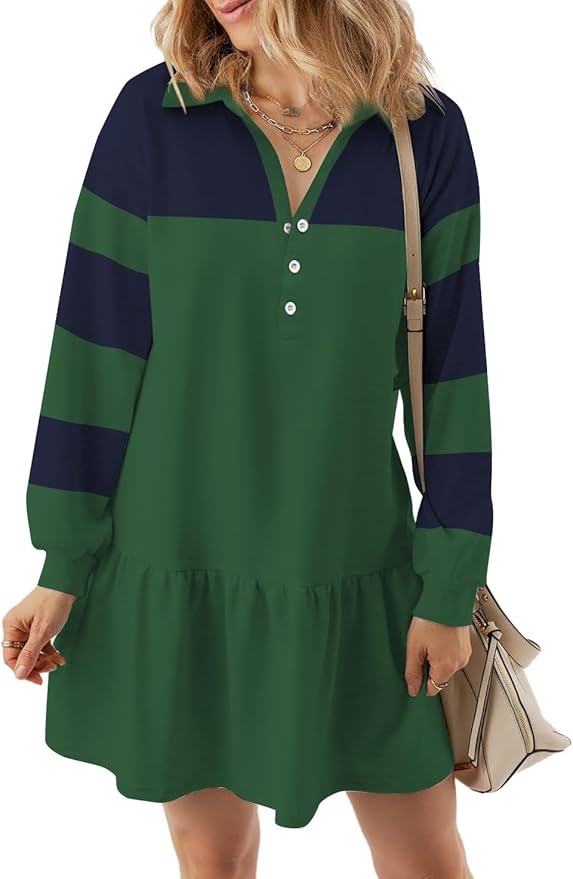 Lapel Collared Pullover Dress PW47