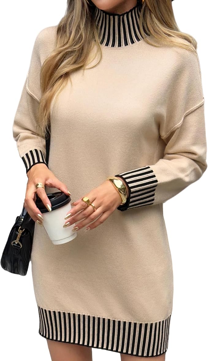 Mock Neck Loose Sweater Dress PW29