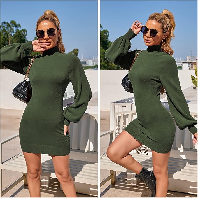 Olive Green Pullover Mini Dress PW19 - Image 2