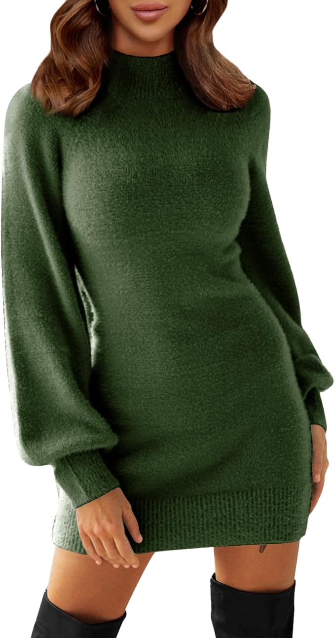 Olive Green Pullover Mini Dress PW19