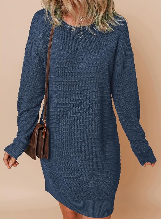 Trendy Textured Pullover Knit Dress PW46 - Image 2