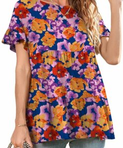 Colorful Purple Crewneck Loose Top PW88