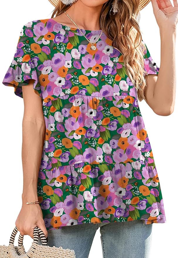 Floral Crewneck Loose Top PW87 - Image 2