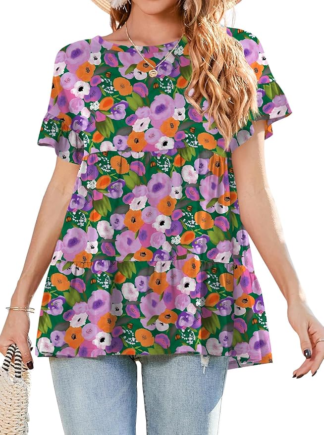 Floral Crewneck Loose Top PW87