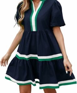 Navy Color Block Baby Doll Dress PW60