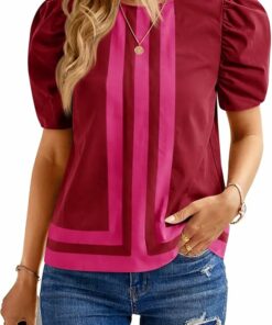 Red Casual Round Neck Shirt PW81