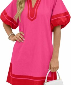 Casual Pinky Color Block Dress PW53