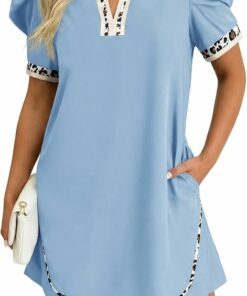 Sky Blue Leopard Mini Dress PW54