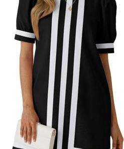 Summer Crewneck Striped Mini Dress PW61