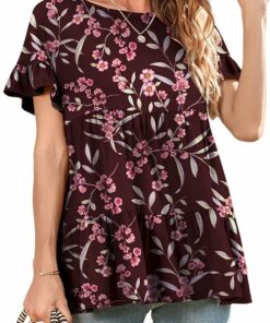 Women's Casual Ruffle Short Sleeve Top PW84