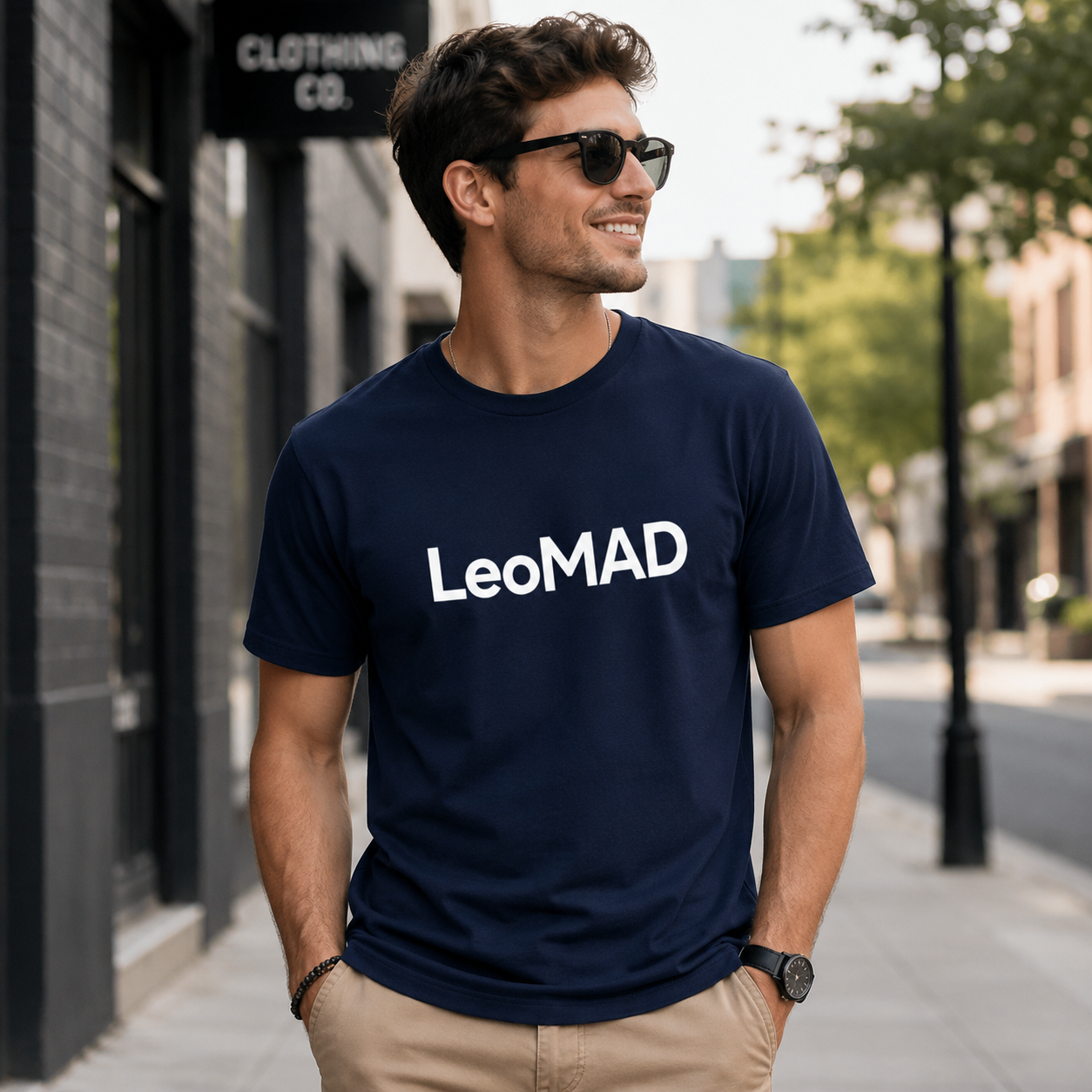 LeoMAD Modern Graphic T-Shirt - Navy