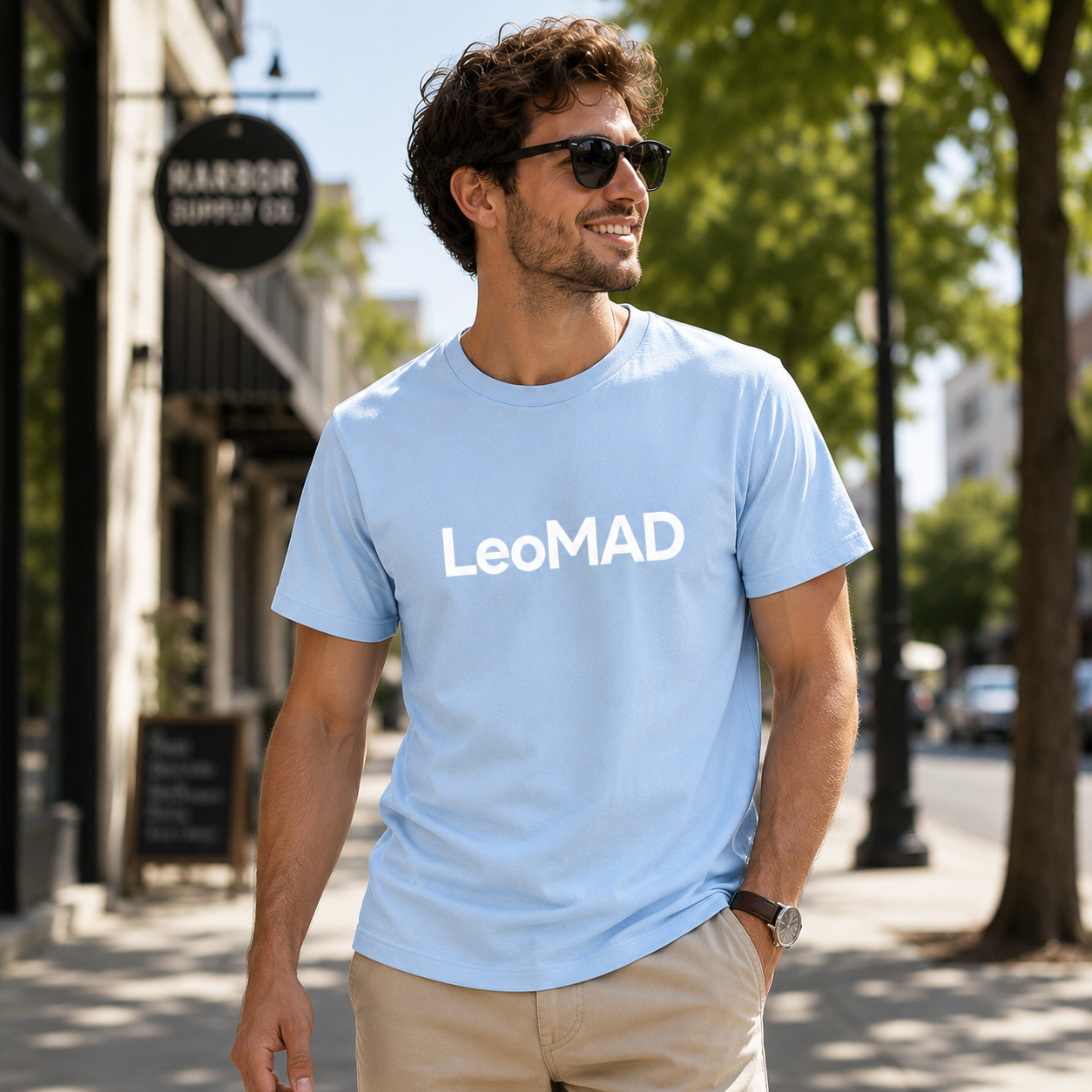 LeoMAD Modern Graphic T-Shirt - Light Blue